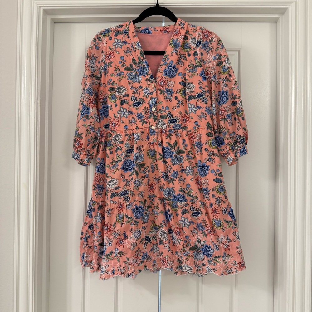 LOFT Floral Mini Dress in Pink and Blue